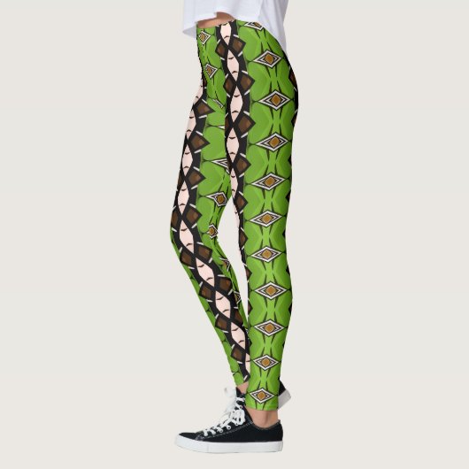 Tribal Inspired Green Patterned Leggings レギンス (左)