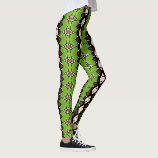 Tribal Inspired Green Patterned Leggings レギンス (右)