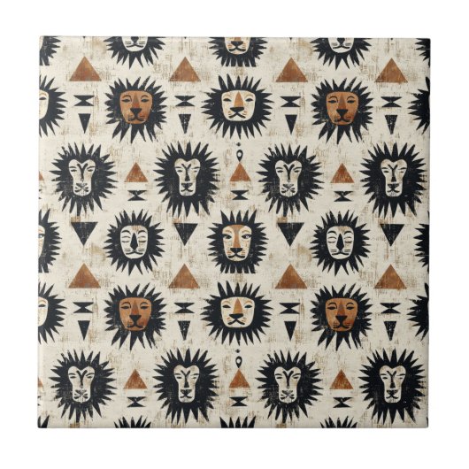 Tribal Lion Safari Pattern タイル (正面)
