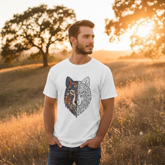 Tribal Mandala Wolf Head Unique Spirit Animal Tシャツ
