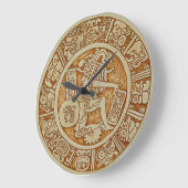 Tribal Maya Warrior Round Wall Clock – 時アステカ計 ラージ壁時計 (傾斜)