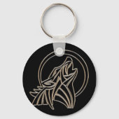 Tribal Metallic Howling Wolf Emblem キーホルダー (正面)