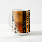 Tribal motifs in black and earth tones コーヒーマグカップ (正面左)