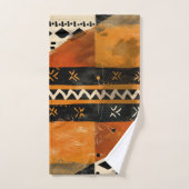 Tribal motifs in black and earth tones バスタオルセット (ハンドタオル)