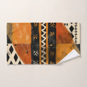 Tribal motifs in black and earth tones バスタオルセット (ハンドタオル)
