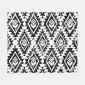 Tribal Navajo:白黒幾何学的。 フリースブランケット (正面(横))