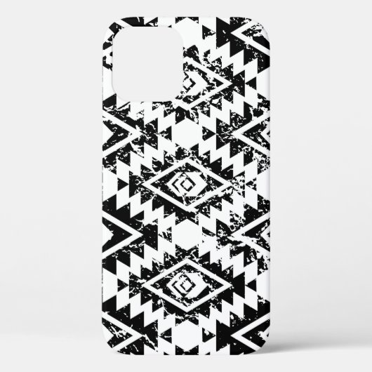 Tribal Navajo:白黒幾何学的。 Case-Mate iPhoneケース (裏面)