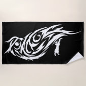 Tribal Owl Silhouette Minimal Animal Design ビーチタオル (正面)