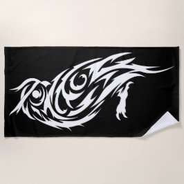 Tribal Owl Silhouette Minimal Animal Design ビーチタオル