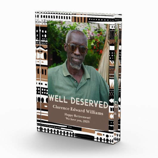 Tribal Patterns Retirement Gift for Black Dad フォトブロック (右)