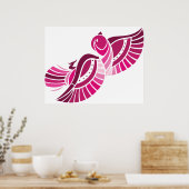 Tribal Pink Bird Stylized Magenta Phoenix ポスター (キッチン)