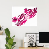 Tribal Pink Bird Stylized Magenta Phoenix ポスター (ホームオフィス)