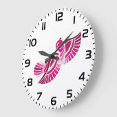 Tribal Pink Bird Stylized Magenta Phoenix ラージ壁時計 (傾斜)