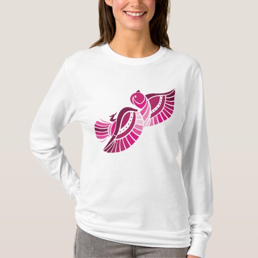 Tribal Pink Bird Stylized Magenta Phoenix Tシャツ (正面)