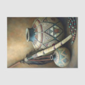 Tribal Pottery & Feather Staff Decoupage 薄葉紙 (正面)