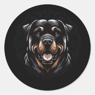 Tribal Rottweiler Sticker – Fierce & Loyal ラウンドシール