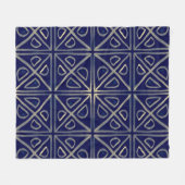 Tribal Seamless Blue Geometric Pattern. Striped Ha フリースブランケット (正面(横))
