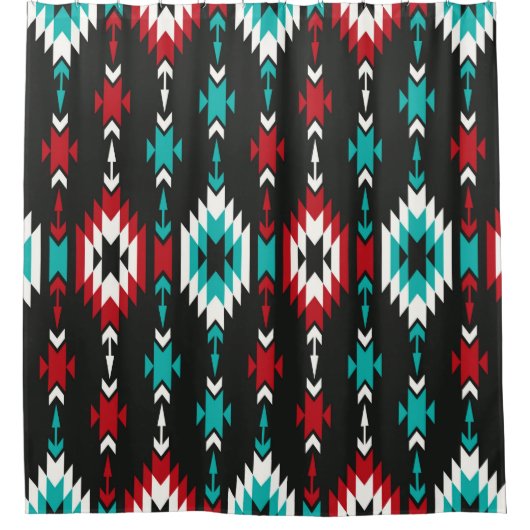 Tribal seamless colorful geometric pattern. Ethnic シャワーカーテン (正面)