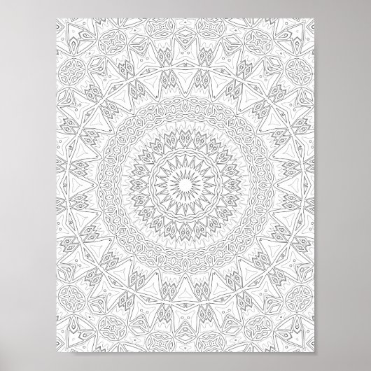 Tribal Starburst Coloring Page Pattern Artwork ポスター (正面)