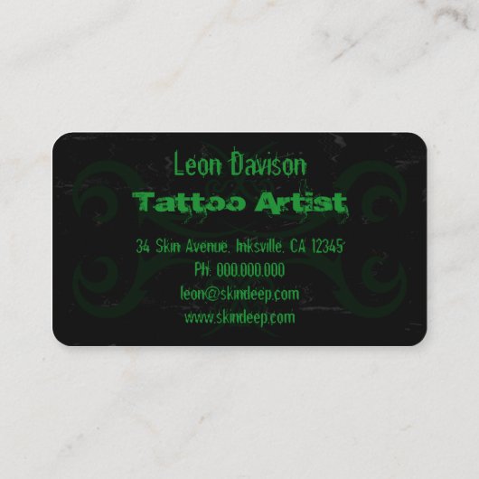 Tribal Tattoo Black and Green名刺 名刺 (裏面)