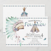 Tribal Teepee Pow Wow Birthday Party招待 招待状 (正面/裏面)