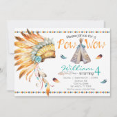 Tribal Teepee Pow Wow Birthday Party招待 招待状 (正面)