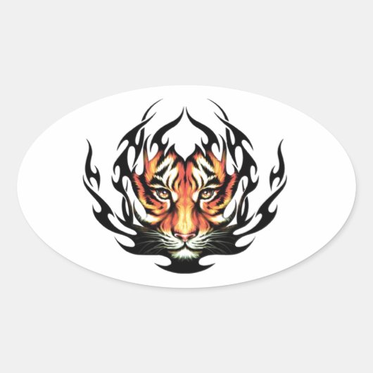 Tribal tiger 楕円形シール (正面)