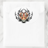Tribal tiger 楕円形シール (バッグ)