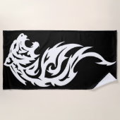 Tribal Tiger Minimal Black and White Design ビーチタオル (正面)