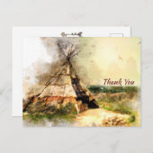 Tribal Tipiとハートアローボホーテペサンキュー ポストカード (正面/裏面)