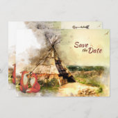 Tribal TipiとLove Boho Teepeeのキツネ結婚。 セーブザデート (正面/裏面)