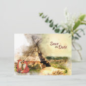 Tribal TipiとLove Boho Teepeeのキツネ結婚。 セーブザデート (スタンド正面)