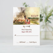 Tribal TipiとLove Boho Teepeeのキツネ結婚。 出欠カード (スタンド正面)