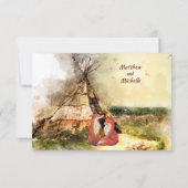 Tribal TipiとLove Boho Teepeeのキツネ結婚。 出欠カード (裏面)