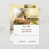 Tribal TipiとLove Boho Teepeeのキツネ結婚。 出欠カード (正面/裏面)