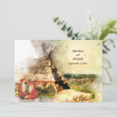 Tribal TipiとLove Boho Teepeeのキツネ結婚。 招待状 (スタンド正面)