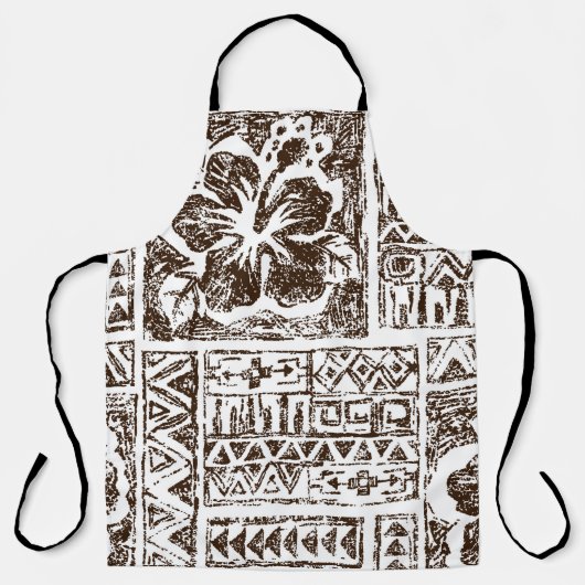 Tribal tropical art pattern of indigenous Hawaiian エプロン (正面)