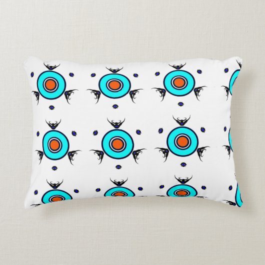 Tribal Turquoise Pattern アクセントクッション (正面)