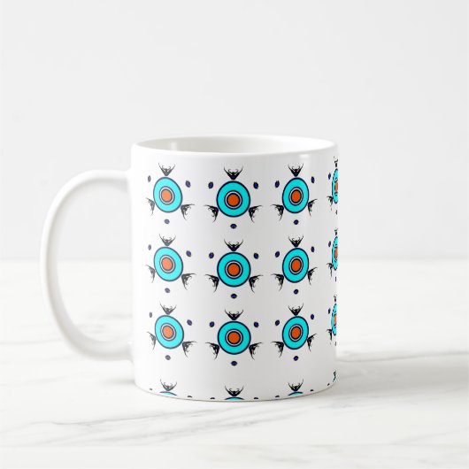 Tribal Turquoise Pattern コーヒーマグカップ (左)