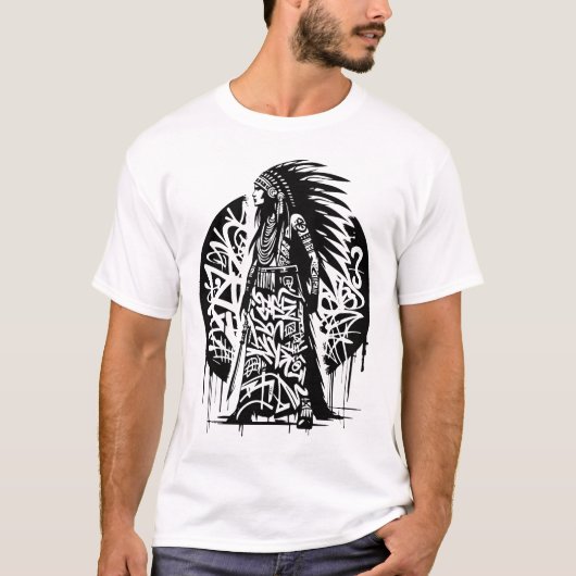 Tribal Urban Shaman Graffiti T-Shirt . Street Art. Tシャツ (正面)