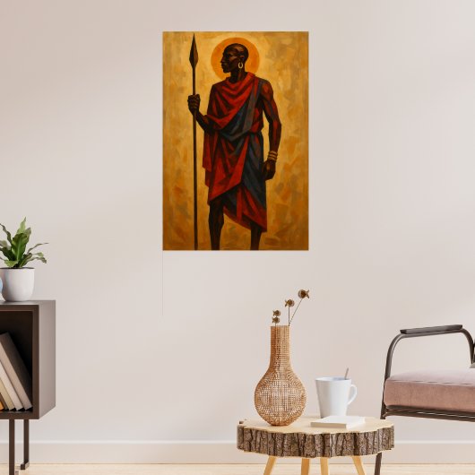 "Tribal Warrior | African Heritage Wall Art ポスター (リビング3)