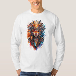 Tribal Warrior Queen Art – Fantasy Headdress Skull Tシャツ