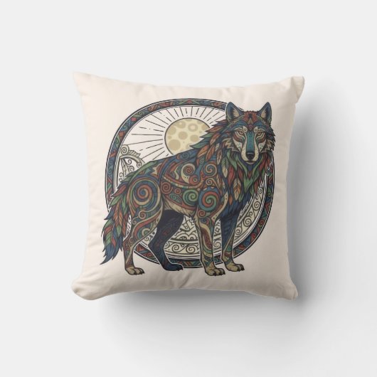 Tribal Wolf クッション (正面)