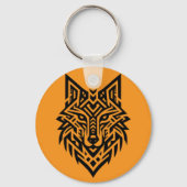 Tribal Wolf Head Keychain – Bold & Wild Style キーホルダー (正面)