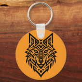 Tribal Wolf Head Keychain – Bold & Wild Style キーホルダー (裏面)