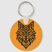 Tribal Wolf Head Keychain – Bold & Wild Style キーホルダー (裏面)