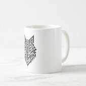 Tribal Wolf Mug – Bold Geometric Animal Design コーヒーマグカップ (正面右)