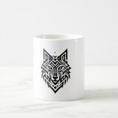 Tribal Wolf Mug – Bold Geometric Animal Design コーヒーマグカップ (中央)