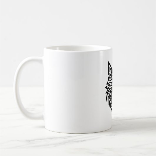 Tribal Wolf Mug – Bold Geometric Animal Design コーヒーマグカップ (左)
