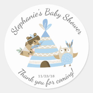 Tribal Woodland Boys Baby Showerお気に入りシール ラウンドシール